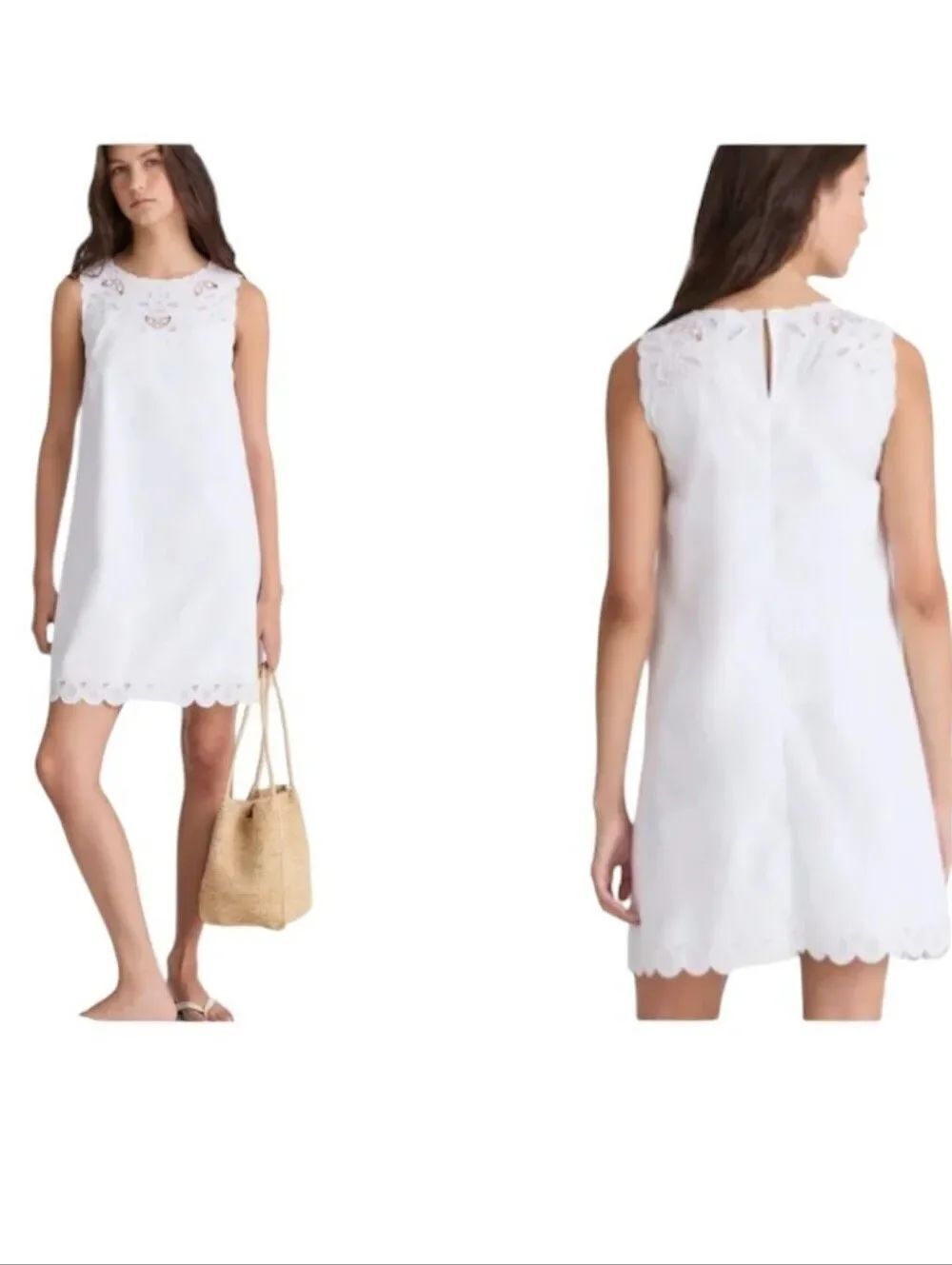 NWT Madewell Embroidered Mini Shift Dress Poplin White Size M